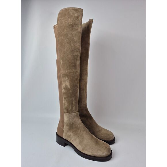 Stuart Weitzman Women's Khaki 50/50 5050 Bold Suede Over-the-Knee Boots Size 6.5 - Picture 1 of 7